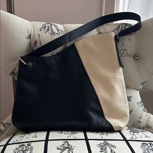 Vince Camuto Two-Tone Black and Cream Women's Bag . Measures 14”x 16”